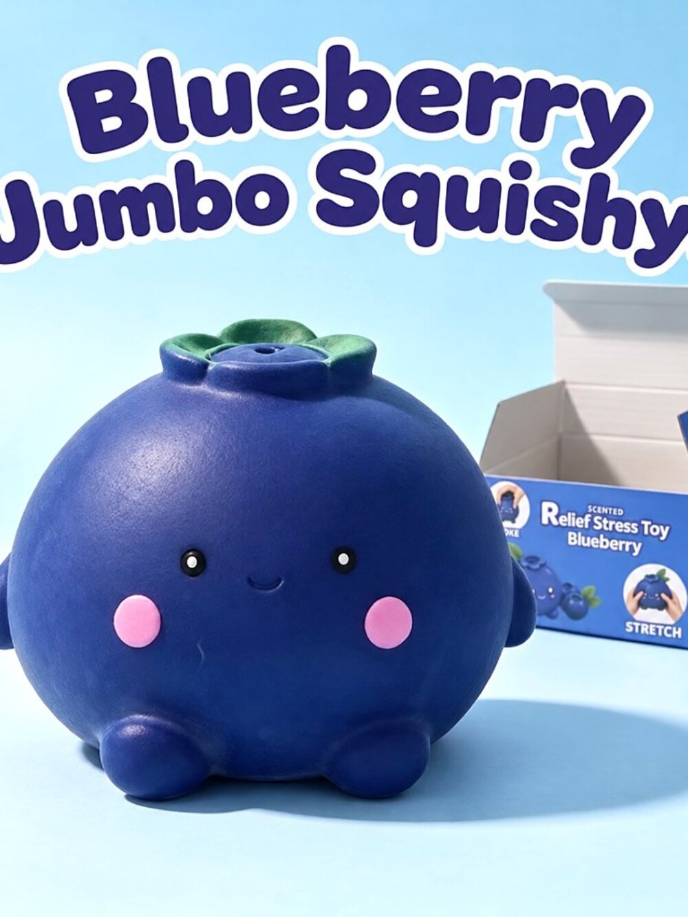 Jumbo Blueberry Squishy Toy Scented Slow Rising Soft Squeeze Stress Relief
